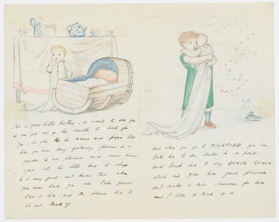 Kirje taiteilijan tyttärentytär Angela Thirkellille (kynä paperille) tekijältä Edward Burne Jones