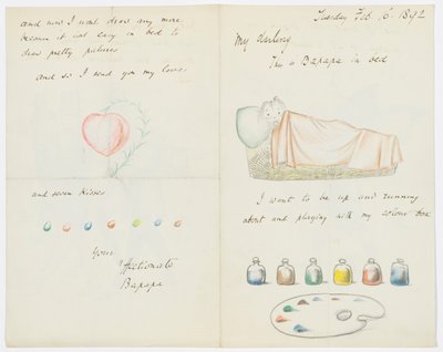 Kirje taiteilijan tyttärentytär Angela Thirkellille (kynä paperille) tekijältä Edward Burne Jones