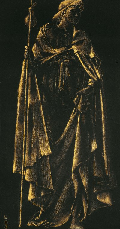 Palveleva enkeli (kultamaalia paperille) tekijältä Edward Burne Jones