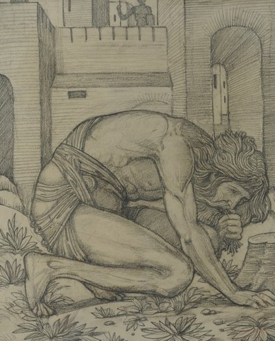 Nebukadnessar syö ruohoa, 1878 (liitu paperille) tekijältä Edward Burne Jones