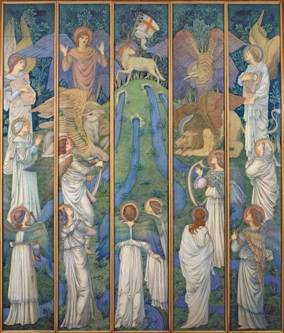 Paratiisi, Pyhän Karitsan palvonnan kanssa, n. 1875–1880 tekijältä Edward Burne Jones