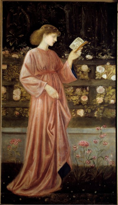 Edustus prinsessa Sabrasta, kuninkaan tyttärestä. Kuva St. Georgen prinsessasta ja lohikäärmeestä. Edward Burne Jonesin (1833-1898) maalaus 1865-1866 su. 1x0,6 m Pariisi, museo d