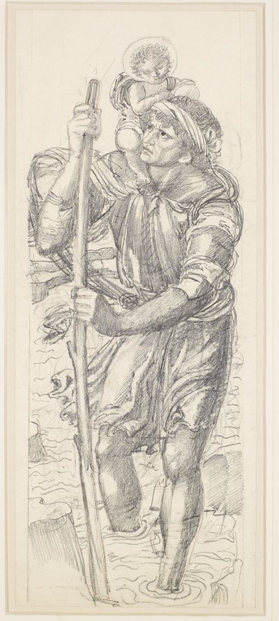 Pyhä Kristoffer ja Kristuslapsi tekijältä Edward Coley Burne Jones