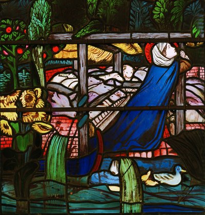 Pyhä Frideswide, yksityiskohta, 1859 (lasimaalauksia) tekijältä Edward Burne Jones