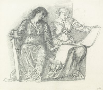Study for "Music", n.1865 tekijältä Edward Burne Jones