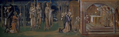 Tutkimus kuvakudos "The Attainment of the Holy Graal", n.1894 tekijältä Edward Burne Jones