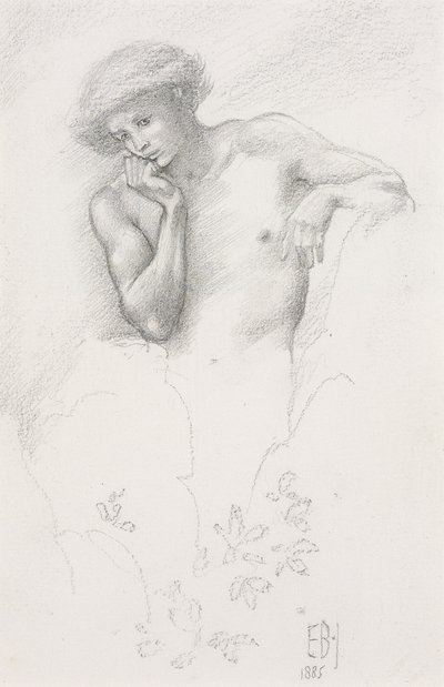 Tutkimus kukkulakeijusta "Arthur in Avalonissa", 1885 tekijältä Edward Burne Jones
