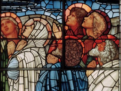 Ylösnousemuksen ikkuna, yksityiskohta, 1885 (lasimaalauksia) tekijältä Edward Burne Jones