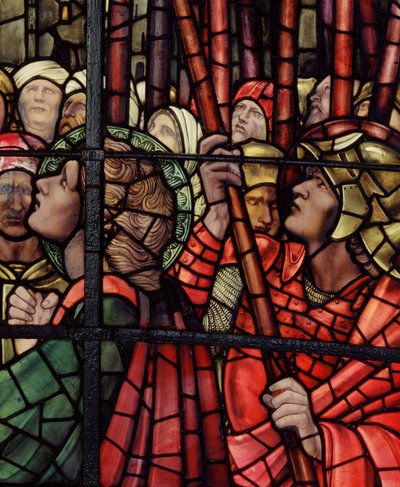 Ristiinnaulitseminen-ikkuna, yksityiskohta, 1888 (lasimaalauksia) tekijältä Edward Burne Jones