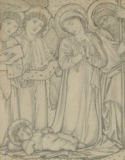 Pyhä perhe, n. 1874 (liitu paperille) tekijältä Edward Burne Jones