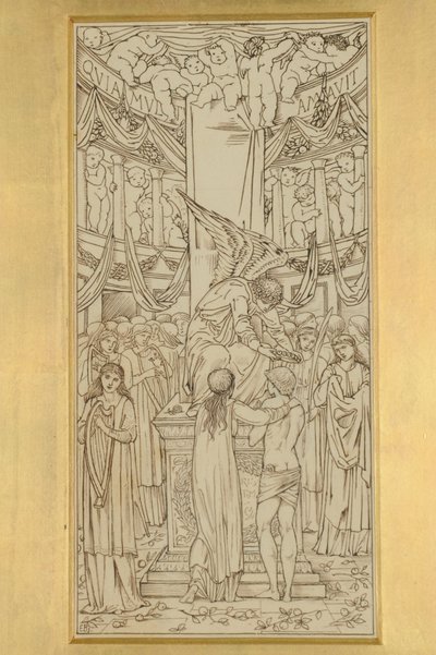 Mystinen avioliitto, 1871-74 (muste paperille) tekijältä Edward Burne Jones