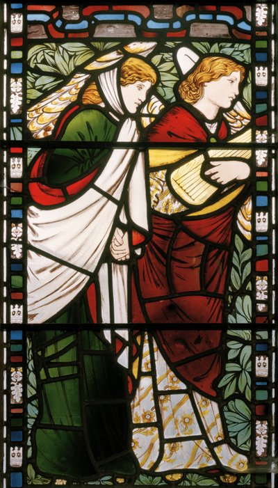 Uusi Jerusalem, yksityiskohta, 1862-3 (lasimaalauksia) tekijältä Edward Burne Jones