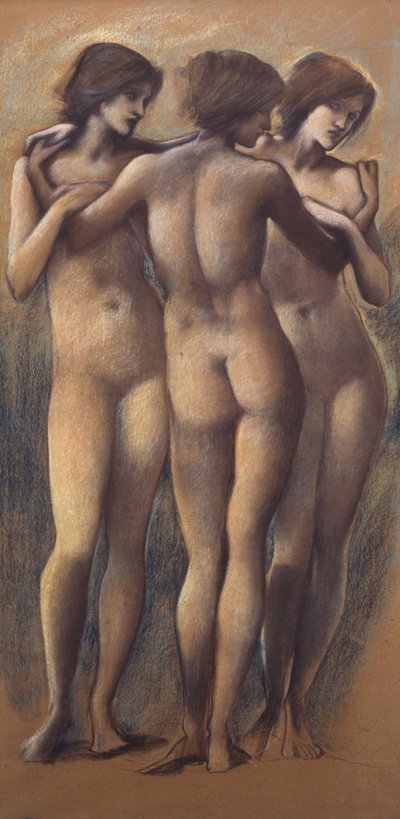 Kolme armoa, n. 1885 (liitu paperille) tekijältä Edward Burne Jones