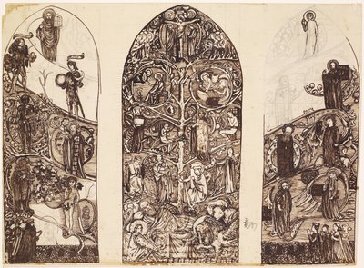 The Tree of Jesse, suunnittelu lasimaalauksille Waltham Abbeyssa, valmistaja Powell & Co., 1860 tekijältä Edward Burne Jones