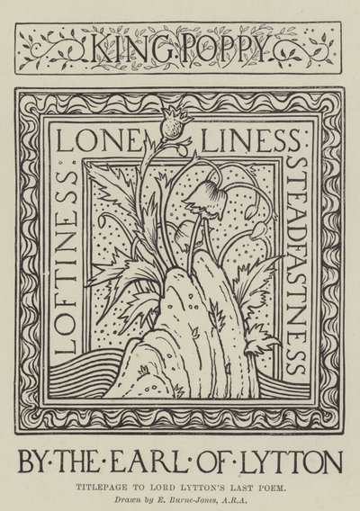 Nimisivu Lord Lyttonin viimeiseen runoon tekijältä Edward Burne Jones