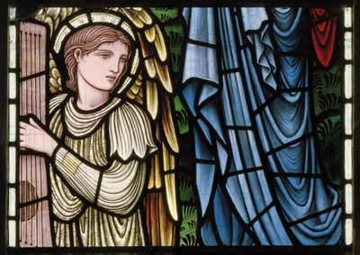 Wilden, All Saints, Morris & Co., Edward Burne-Jones, John Henry Dearle (1859-1932), Paratiisin enkelit, Enkelimuusikot, yksityiskohta, 1902-1914, Louisa, Alfred, The Baldwins, pääministeri, metodisti, Wo tekijältä Edward Coley and Dearle Burne Jones