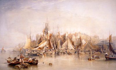 "Billingsgate, ensimmäinen osteripäivä, varhainen aamu", 1843 tekijältä Edward Duncan