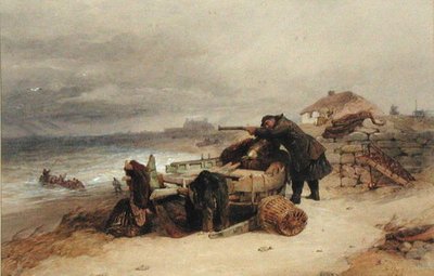 The Look Out, n. 1850 (akvarelli paperille) tekijältä Edward Duncan