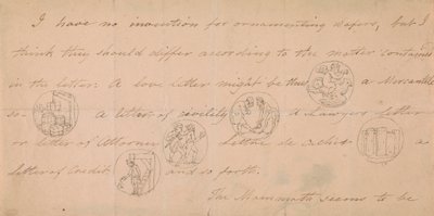 Kirje, jossa on malleja kylteille (?) tekijältä Edward Francis Burney