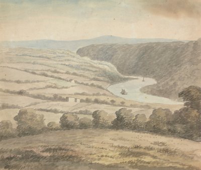Jokimaisema veneillä tekijältä Edward Francis Burney