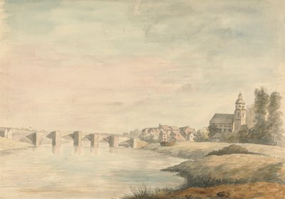 Jokimaisema sillalla tekijältä Edward Francis Burney