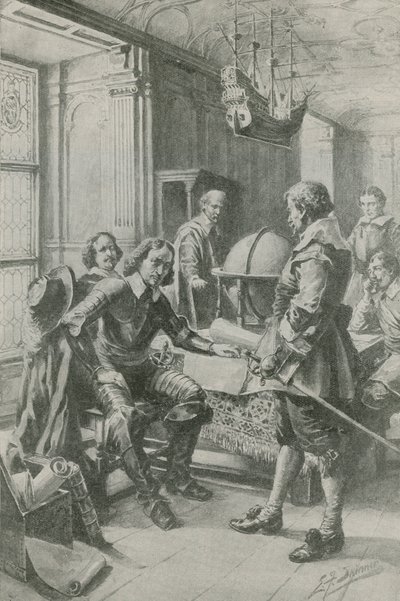 Robert Blake kutsuu Oliver Cromwellia (litografia) tekijältä Edward Frederick Skinner