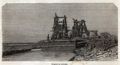 Grenetin piirustukset Suezin kanavalla havainnollistamaan Paul Merruaun retkiä Suezin kanavalle vuonna 1862. Kaiverrus kirjassa "" Le tour du monde", toimittanut Edouard Charton tekijältä Edward Grenet