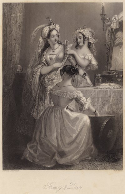 Kauneus ja mekko (kaiverrus) tekijältä Edward Henry (after) Corbould