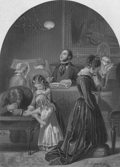 Perheen jumalanpalvelus, 1870 tekijältä Edward Henry Corbould