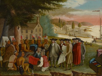 Pennin sopimus intiaanien kanssa, noin 1830-40 (öljy kankaalle). tekijältä Edward Hicks