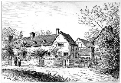Mary Ardensin mökki Wilmcotessa, Warwickshiressä, 1885. tekijältä Edward Hull