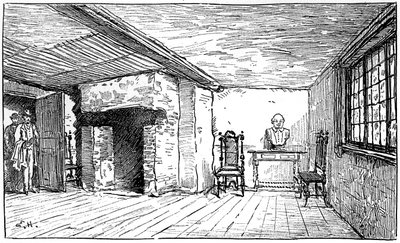 Huone, jossa Shakespeare syntyi, Stratford-upon-Avon, Warwickshire, 1885. tekijältä Edward Hull