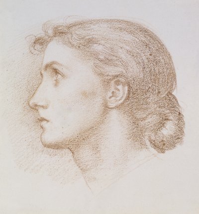 Nuoren naisen päätutkimus, n. 1880 (liitu paperille) tekijältä Edward John Poynter
