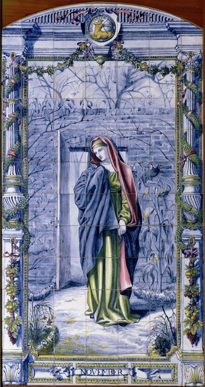 marraskuuta hollantilaisen keittiön laattapaneelisarjasta, 1867-8 tekijältä Edward John Poynter
