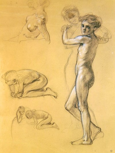 Study for Idle Fears (III), 1893 (liitu paperille) tekijältä Edward John Poynter