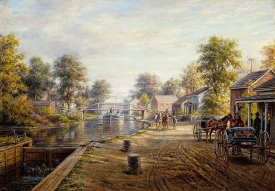 Kohtaus Delawaren ja Hudsonin kanavan varrella, 1907 tekijältä Edward Lamson Henry