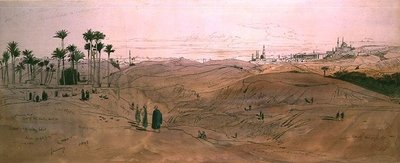 Kairo (kynä ja muste ja akvarelli paperille) tekijältä Edward Lear