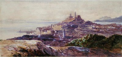 Cannes (akvarelli paperille) tekijältä Edward Lear