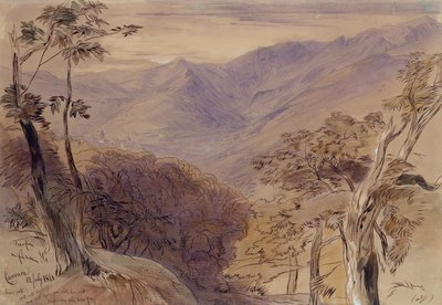 Carrara, 1861 (kynä, lyijykynä, muste & wc paperilla) tekijältä Edward Lear