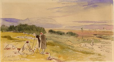 Kaukainen näkymä Janinasta (muste, lyijykynä ja wc paperille) tekijältä Edward Lear