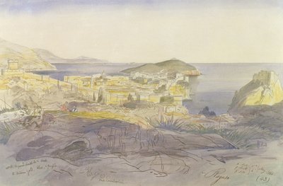 Ragusa (Dubrovnik), 5.-6.5.1866 (kynä, muste ja wc paperilla) tekijältä Edward Lear