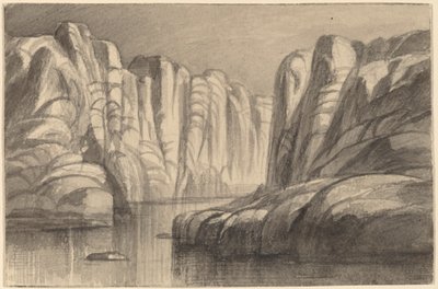 Joki kiemurtelee kalliomuodostelman läpi Philae, Egypti, 18841885. tekijältä Edward Lear