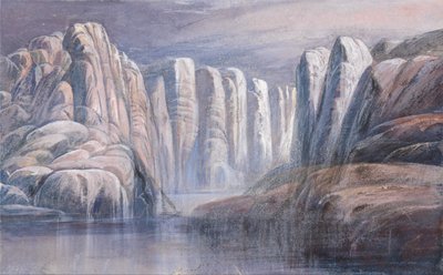 Joen sola, karujen kalliojyrkänteiden välissä. tekijältä Edward Lear