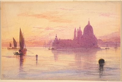 Santa Maria della Salute, Venetsia, auringonlaskun aikaan tekijältä Edward Lear