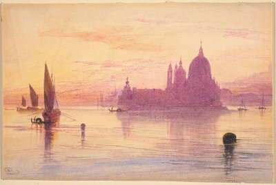 Santa Maria della Salute, Venetsia, auringonlaskun aikaan tekijältä Edward Lear
