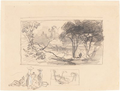 Luonnokset Italiassa [recto], 18391845. tekijältä Edward Lear
