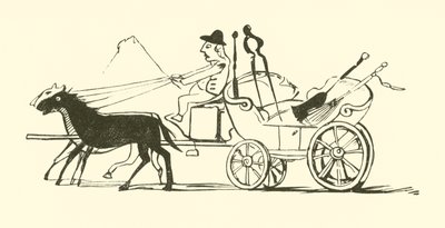 Luuta, lapio, pokeri ja pihdit (kaiverrus) tekijältä Edward Lear