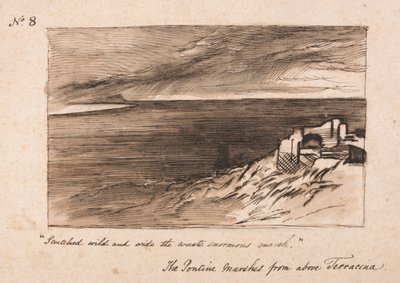 Terracinan yläpuolella sijaitsevat Pontine-suot tekijältä Edward Lear