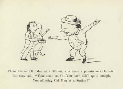 Eräällä asemalla oli vanha mies, joka piti siveetön puheen tekijältä Edward Lear