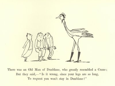 Siellä oli Dunblanen vanha mies, joka muistutti suuresti nosturia tekijältä Edward Lear